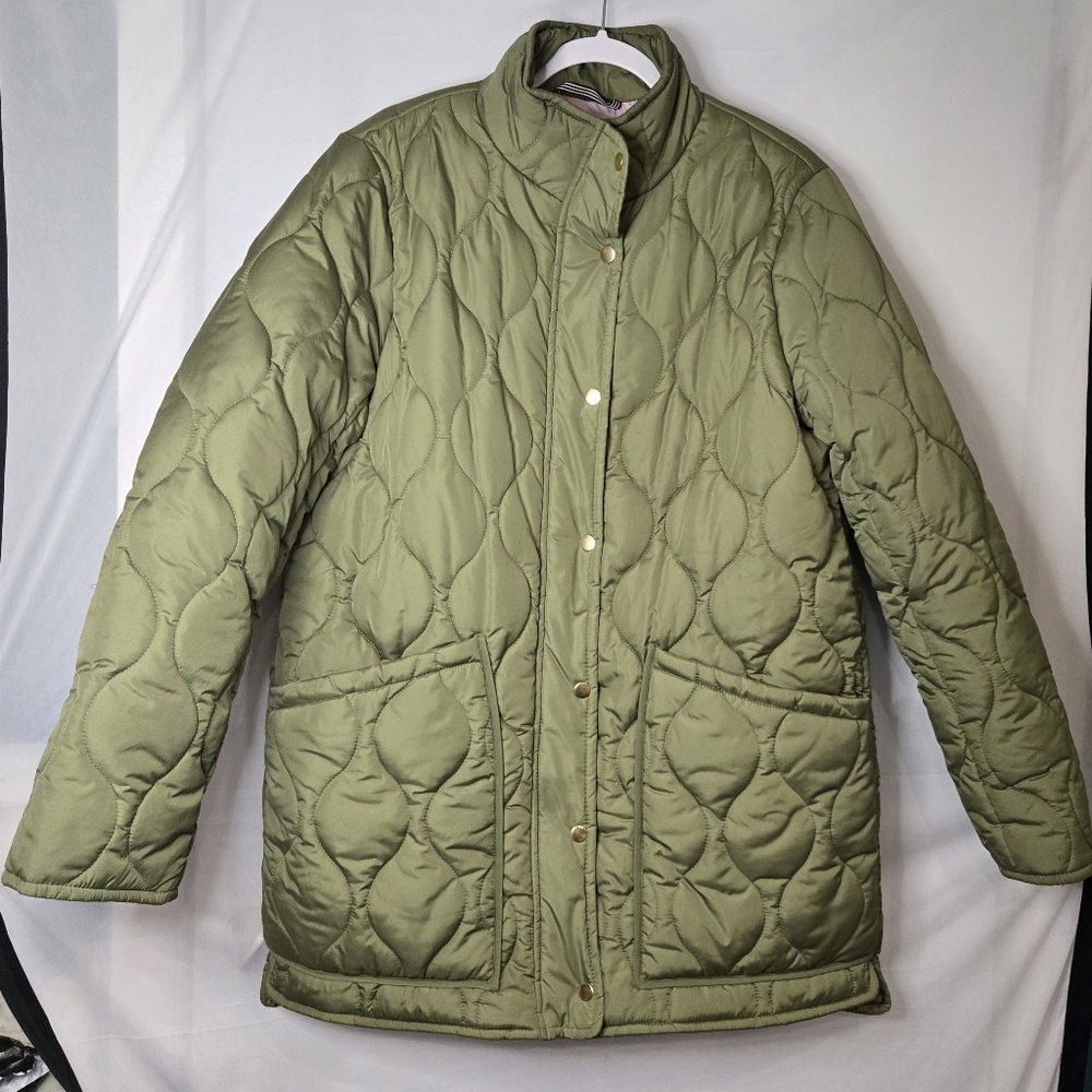 J. Crew Olive Green Quilted Puffer Coat - Picture 2 of 8